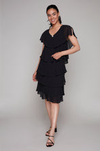 Charger l'image dans la galerie, Compli K Noir Layered Chiffon Dress with Brooch