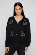 Pearl Heart Button Cardigan