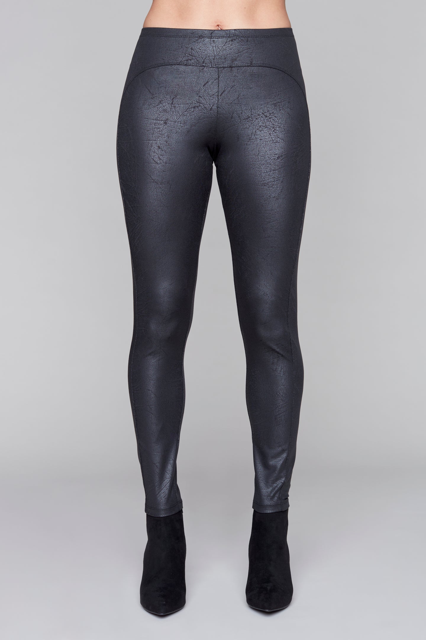 Legging Compli K en cuir craquelé avec rayures style racer