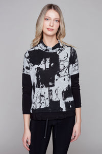 Compli K novelty popover sweater with solid ITY accent