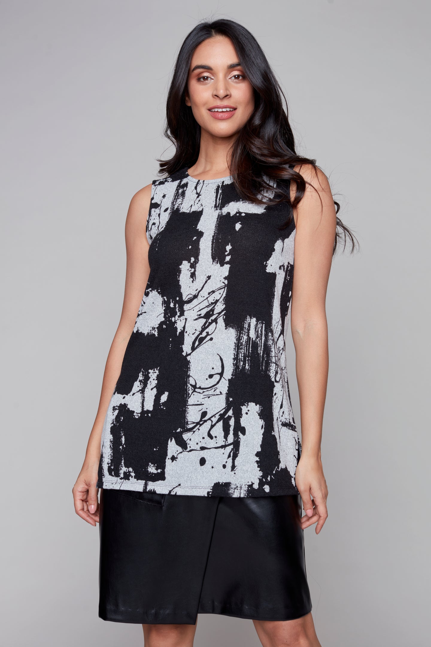 Compli K sleeveless knit top with side slits