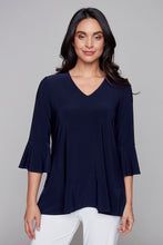 Load image into Gallery viewer, Compli K v-neck top with fluted hem and sleeve
