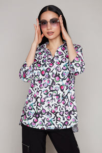 Compli K 3/4 sleeve button front blouse