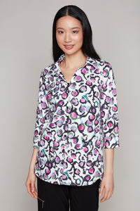 Compli K 3/4 sleeve button front blouse