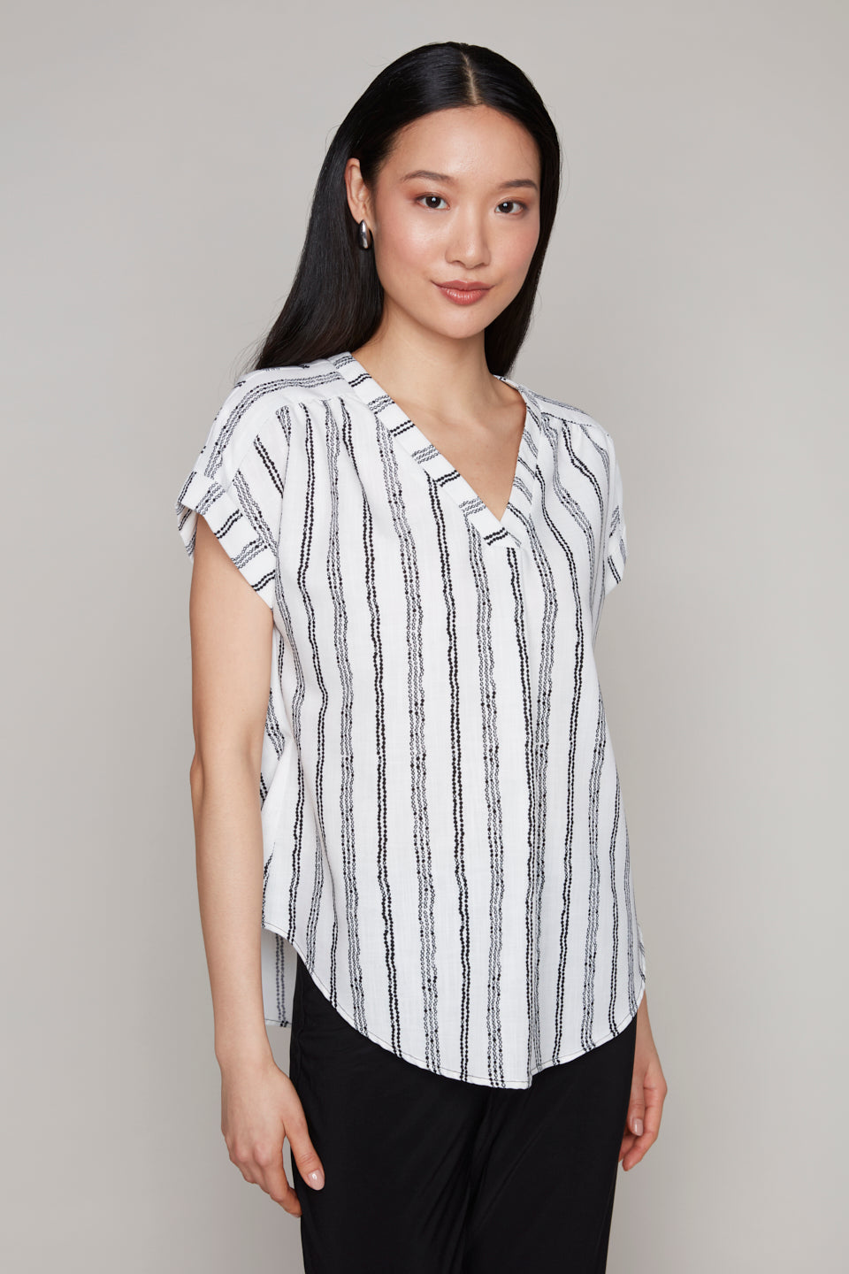 Compli K short sleeve v-neck pop over top