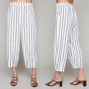 Compli K pull-on striped lantern pants