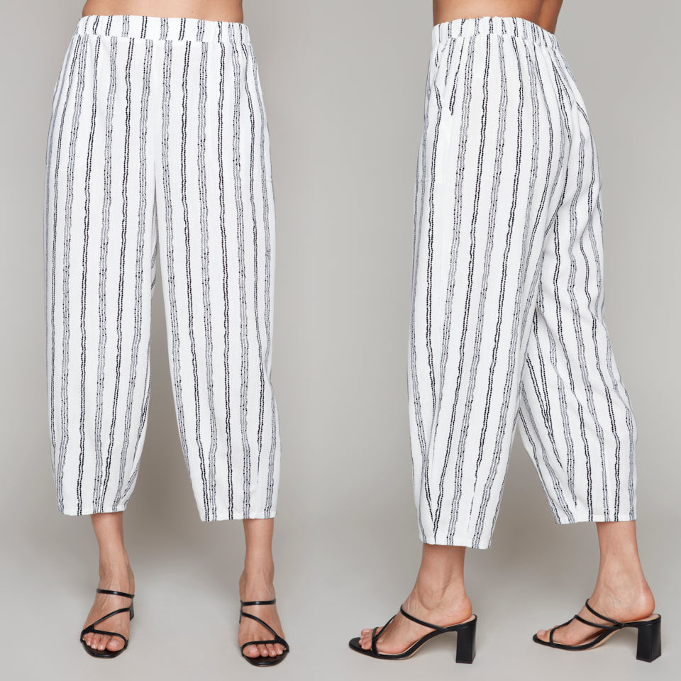 Compli K pull-on striped lantern pants