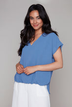 Load image into Gallery viewer, Compli K Lightweight V-Neck Bubble Hem Top
