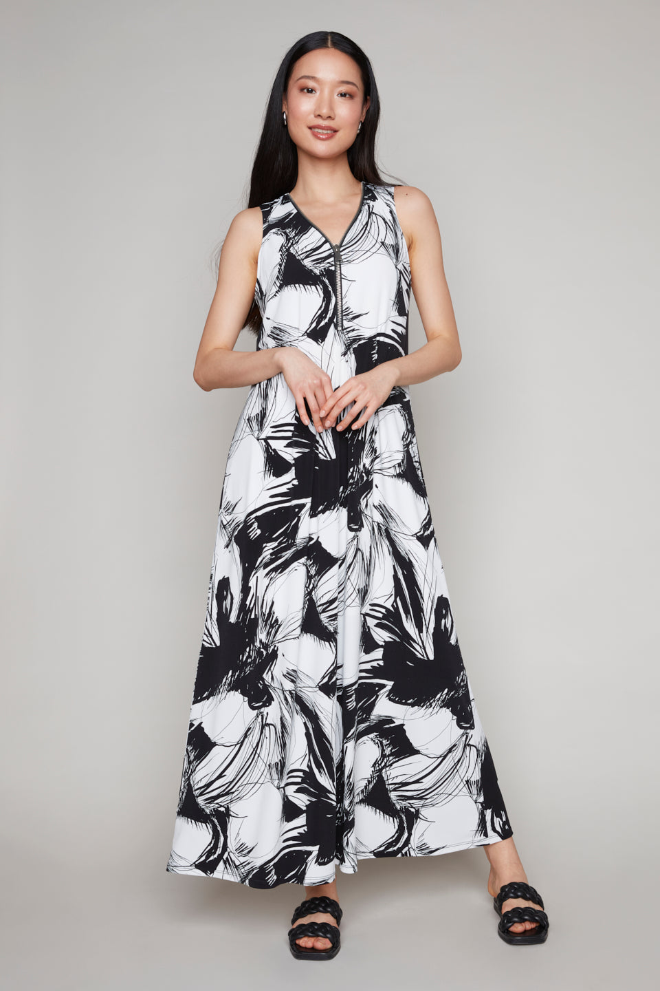 Compli K maxi dress with large zipper detail