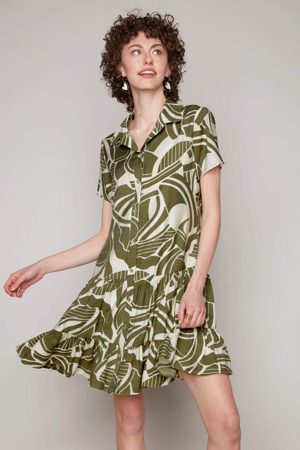 Compli K button-front short sleeve dress