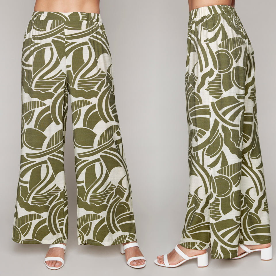 Compli K pull-on wide leg pants with side slit detail