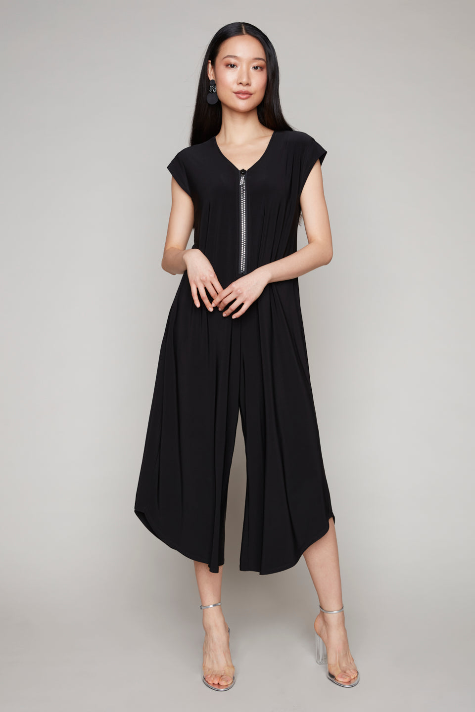 Compli K jumpsuit with rhinestone zipper detail