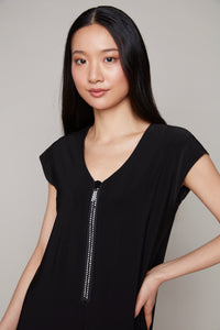 Compli K jumpsuit with rhinestone zipper detail