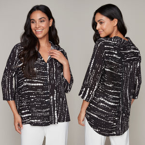 Compli K novelty button-up blouse with zipper detail