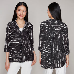 Compli K novelty button-up blouse with zipper detail