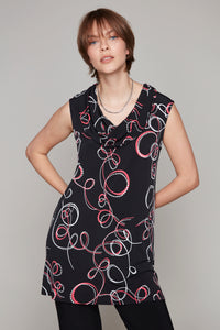 Compli K sleeveless tunic with drape neckline