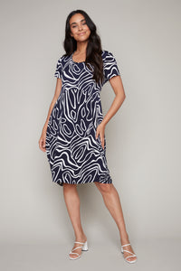 Compli K short sleeve dark navy bubble dress