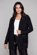 Load image into Gallery viewer, Compli K Open-Front Cardigan with Faux Leather Pockets
