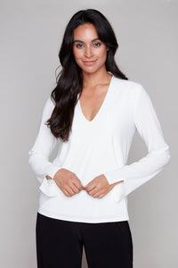 Compli K Twist Sleeve V-Neck Blouse
