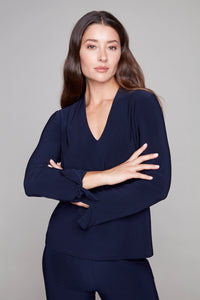 Compli K Twist Sleeve V-Neck Blouse