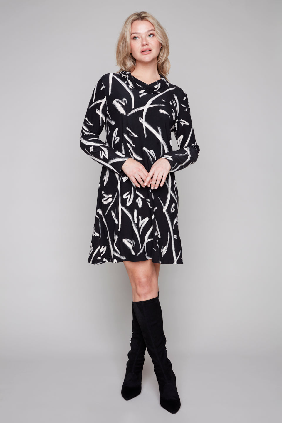 Compli K Brushstroke Cowl Neck Dress