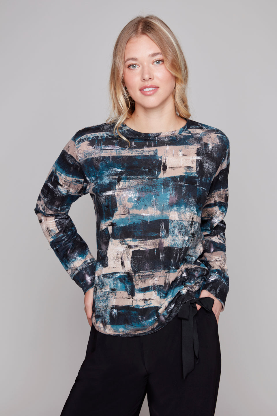 Compli K Brushstroke Metallic Knit Top
