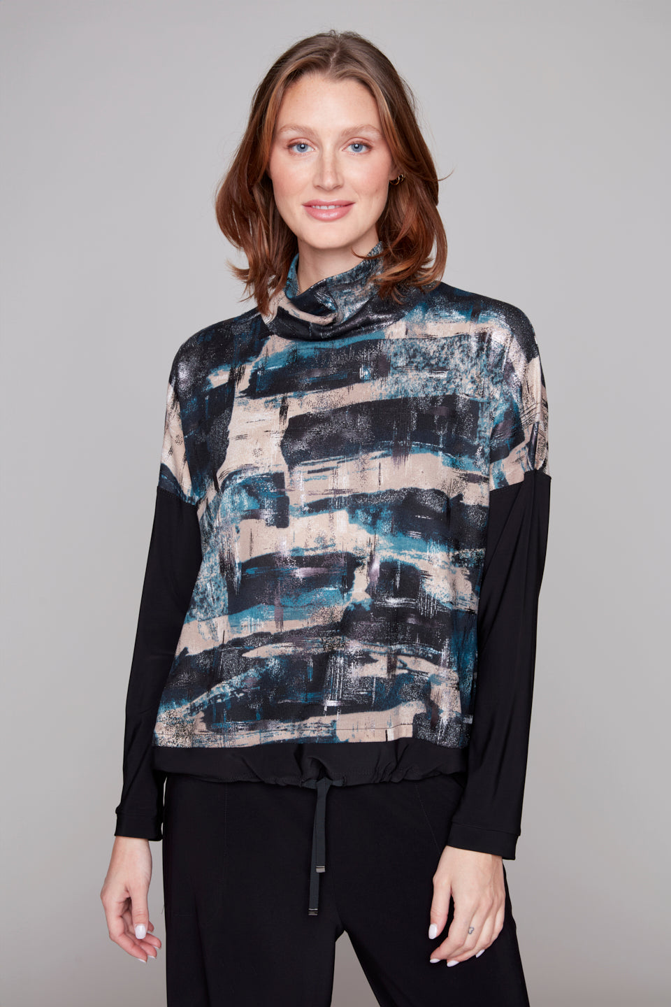 Compli K Abstract Breeze Funnel Neck Top