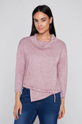 Compli K Cowl Neck Sweater with Drawstring Hem