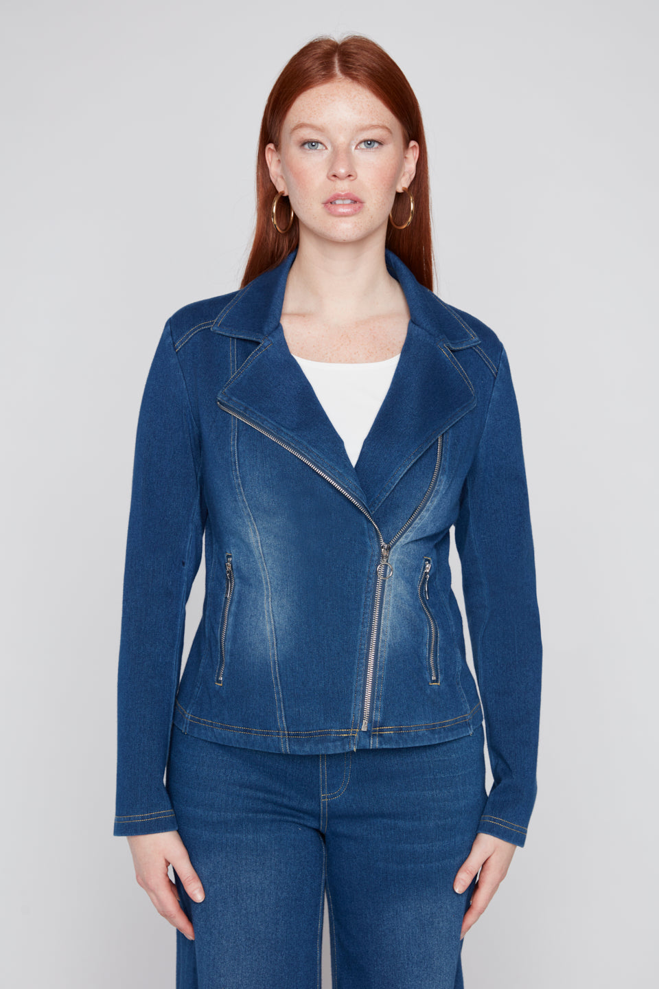 Dream Denim Fitted Moto Jacket