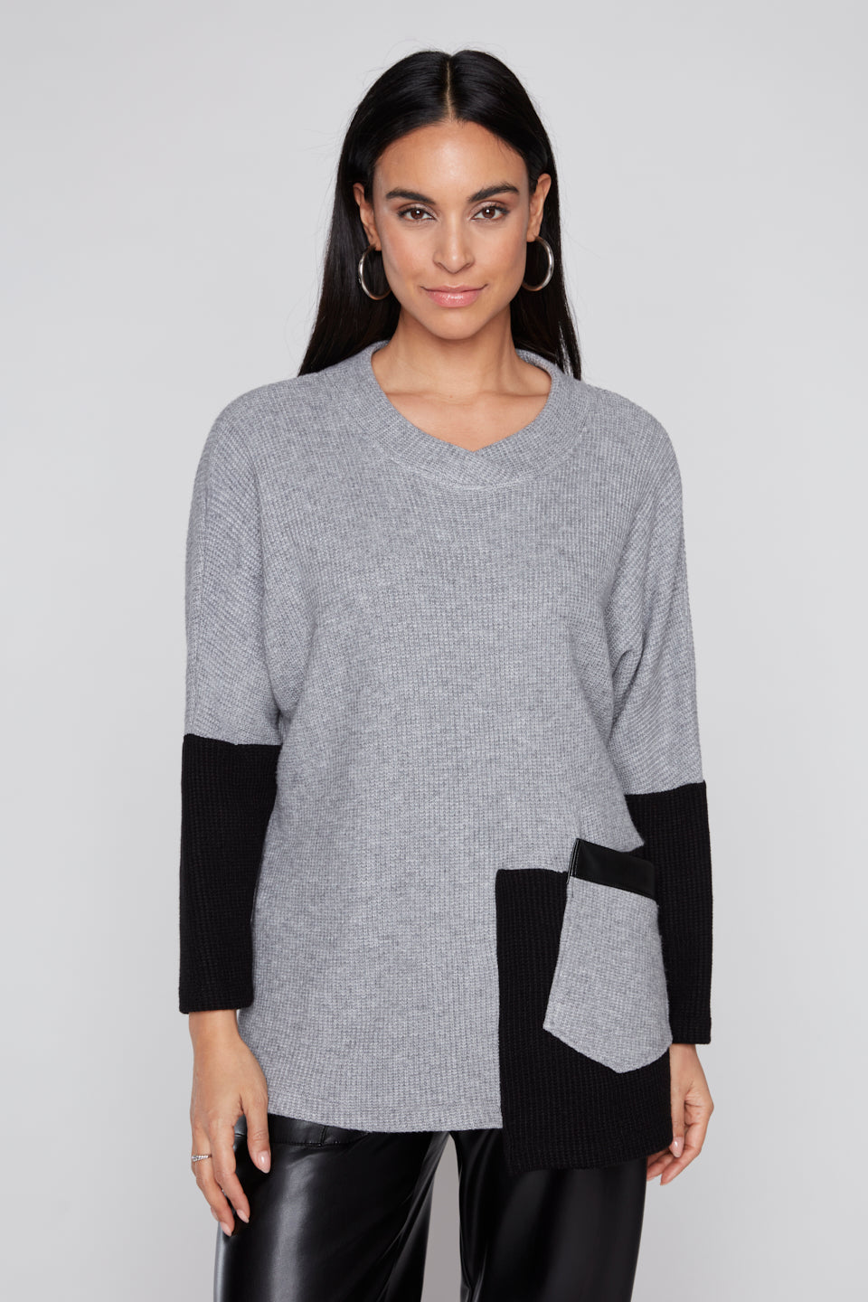 Colour Block 3/4 Sleeve Sweater Top