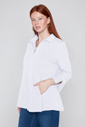 Cotton Stretch 3/4 Sleeve City Blouse