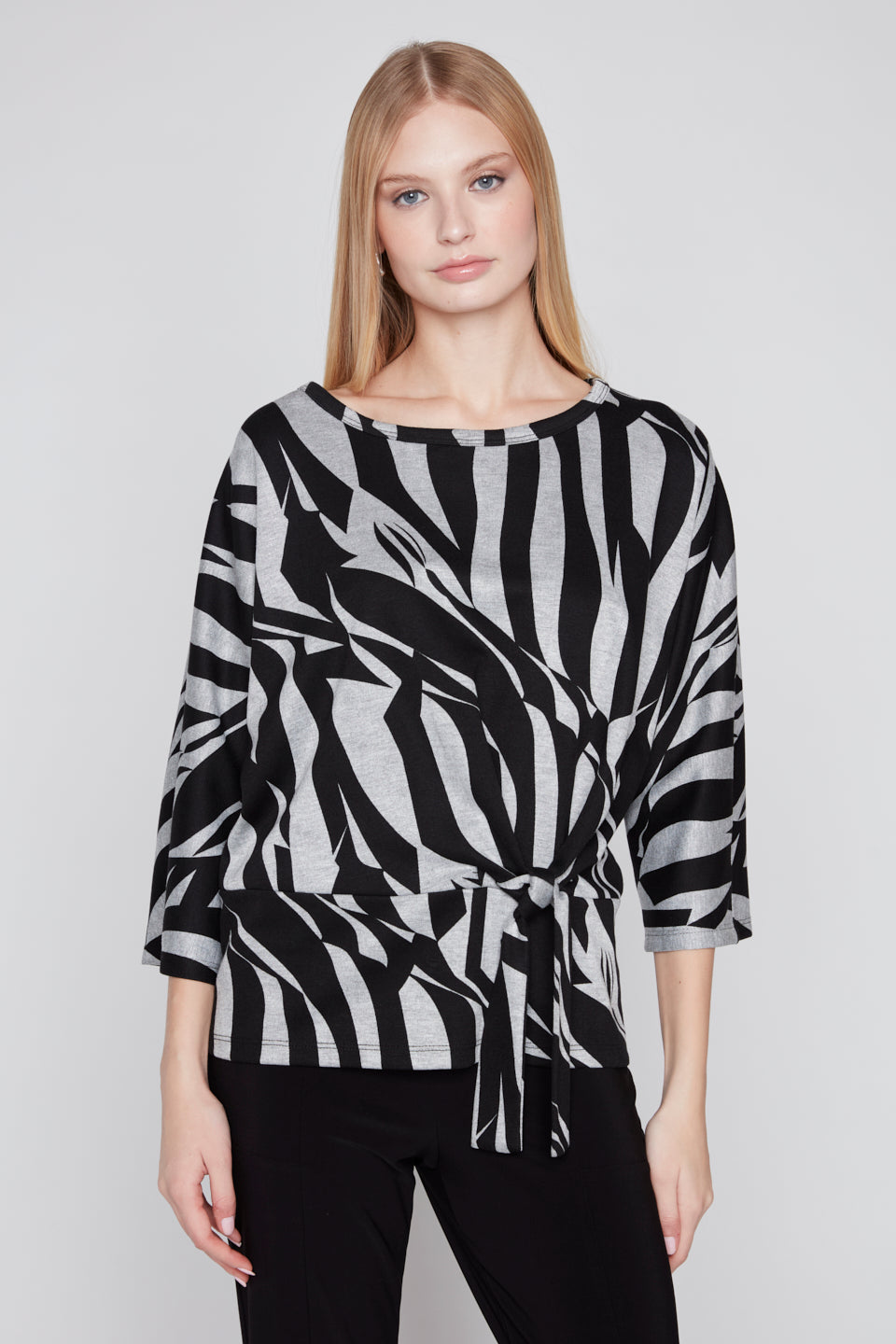 Compli K Abstract Print Tie Front Top