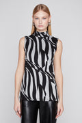 Compli K Abstract Print Sleeveless Mock Neck Top