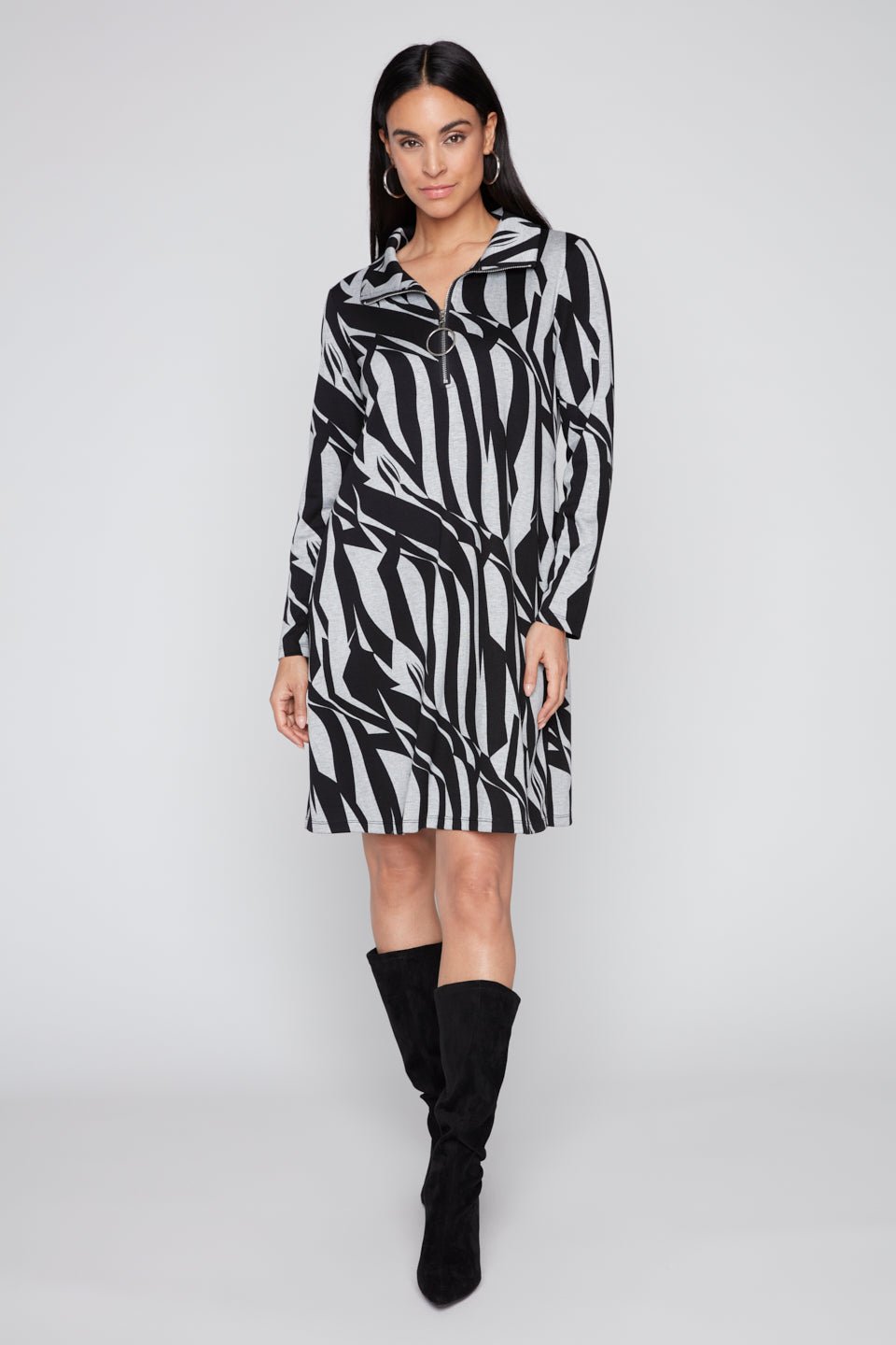 Compli K Abstract Print Zip Front Dress