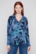 Abstract Print Collared Top