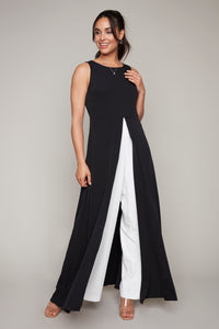 Compli K Noir sleeveless jumpsuit with overlay skirt