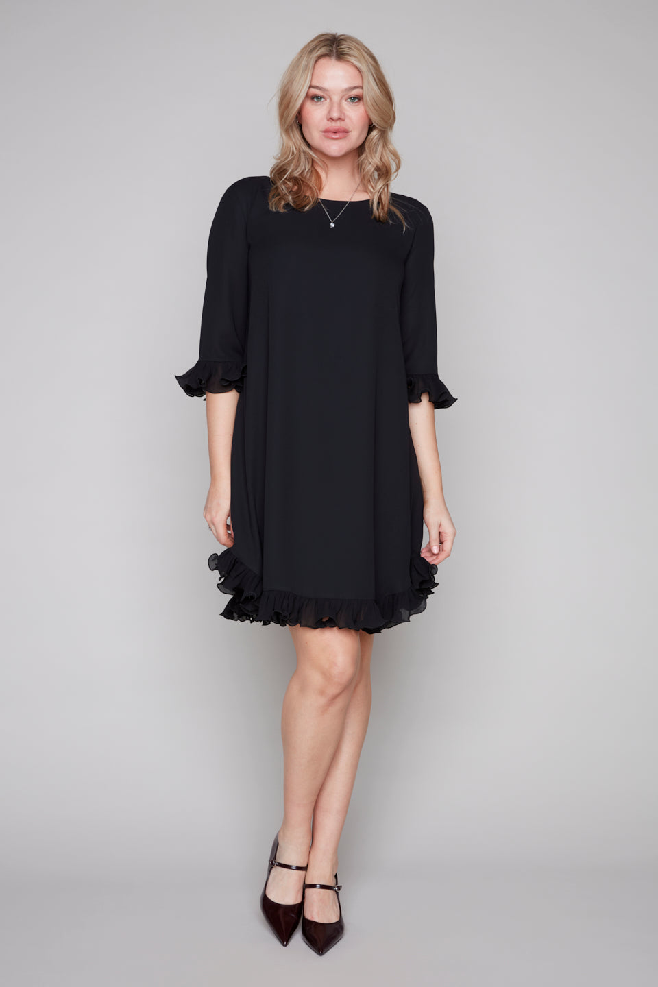 Chiffon Ruffle Shift Dress