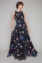 Load image into Gallery viewer, Compli K Noir sleeveless floral dress with ruffle details
