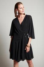 Load image into Gallery viewer, Compli K Noir cape type dress with cross-over front detail
