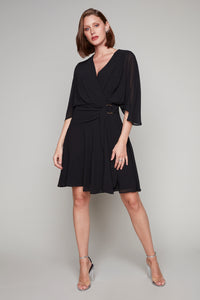 Compli K Noir cape type dress with cross-over front detail