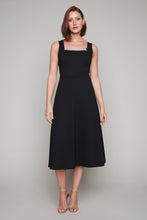 Load image into Gallery viewer, Compli K Noir sleeveless dress with rhinestone trim &amp; flower brooch
