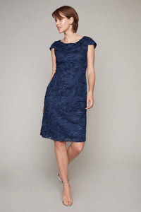 Compli K Noir soutache body con dress with cap sleeves