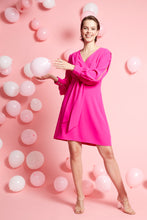 Charger l&#39;image dans la galerie, Compli K Noir split sleeve v-neck dress with novelty tie-front detail
