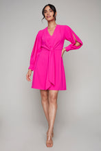 Charger l&#39;image dans la galerie, Compli K Noir split sleeve v-neck dress with novelty tie-front detail
