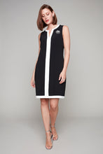 Load image into Gallery viewer, Compli K Noir sleeveless sheath dress with camelia brooch detail
