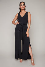 Load image into Gallery viewer, Compli K Noir sleeveless v-neck jumpsuit with novelty tie-front detail

