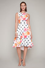Load image into Gallery viewer, Compli K Noir sleeveless floral &amp; dot printed dress with asymmetrical hemline
