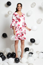 Load image into Gallery viewer, Compli K Noir 3/4 flutted sleeve floral print dress
