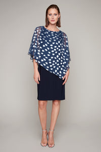 Compli K Noir knit ITY sheath dress with burnout asymmetrical cover-up