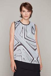 Compli K Noir novelty burnout sleeveless popover double layer blouse